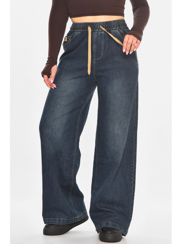 Джинсы женские однотонные тёмно-синего цвета 540-2 211452C