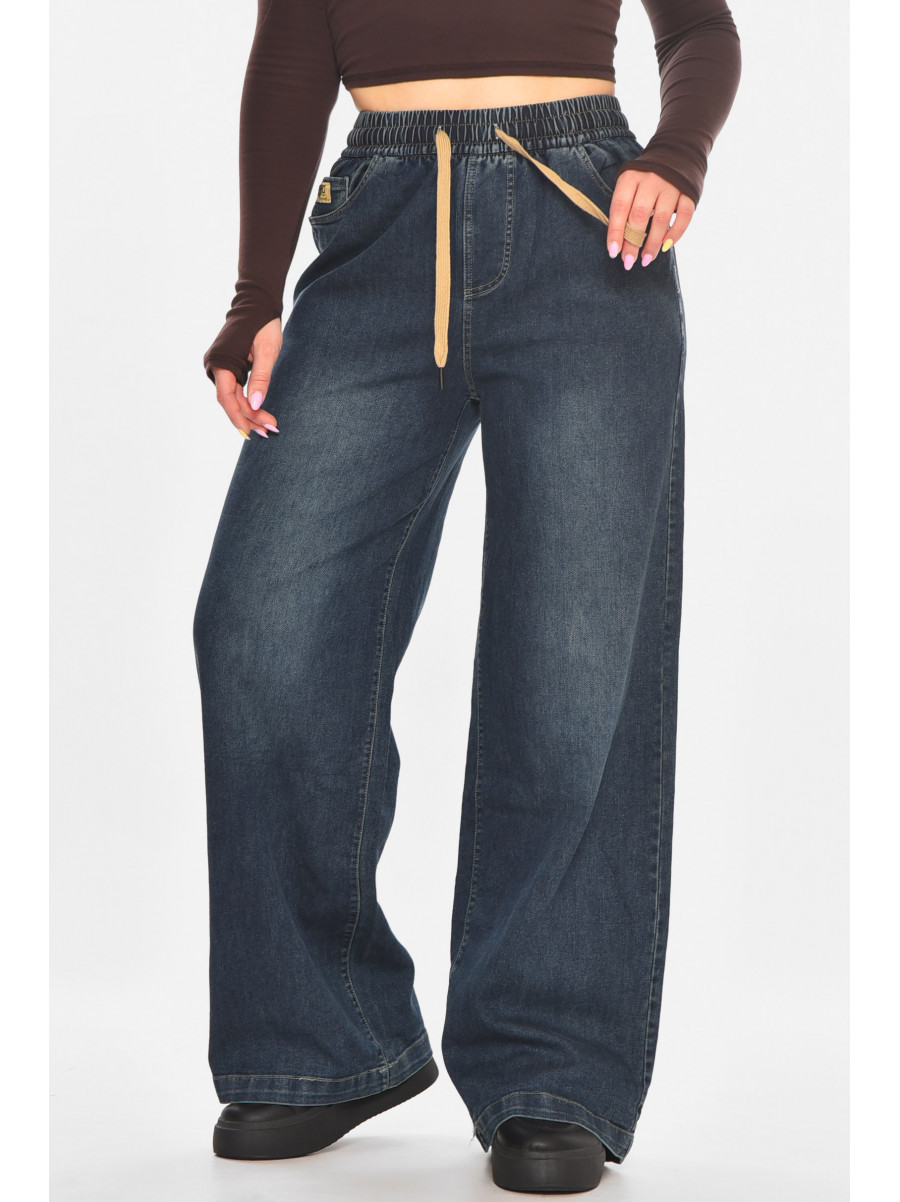 Джинсы женские однотонные тёмно-синего цвета 540-2 211452C