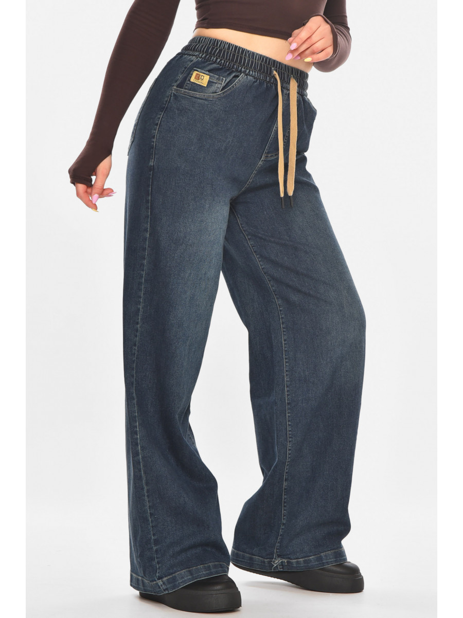 Джинсы женские однотонные тёмно-синего цвета 540-2 211452C