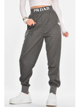 Штани жіночі однотонні темно-сірого кольору 211465C