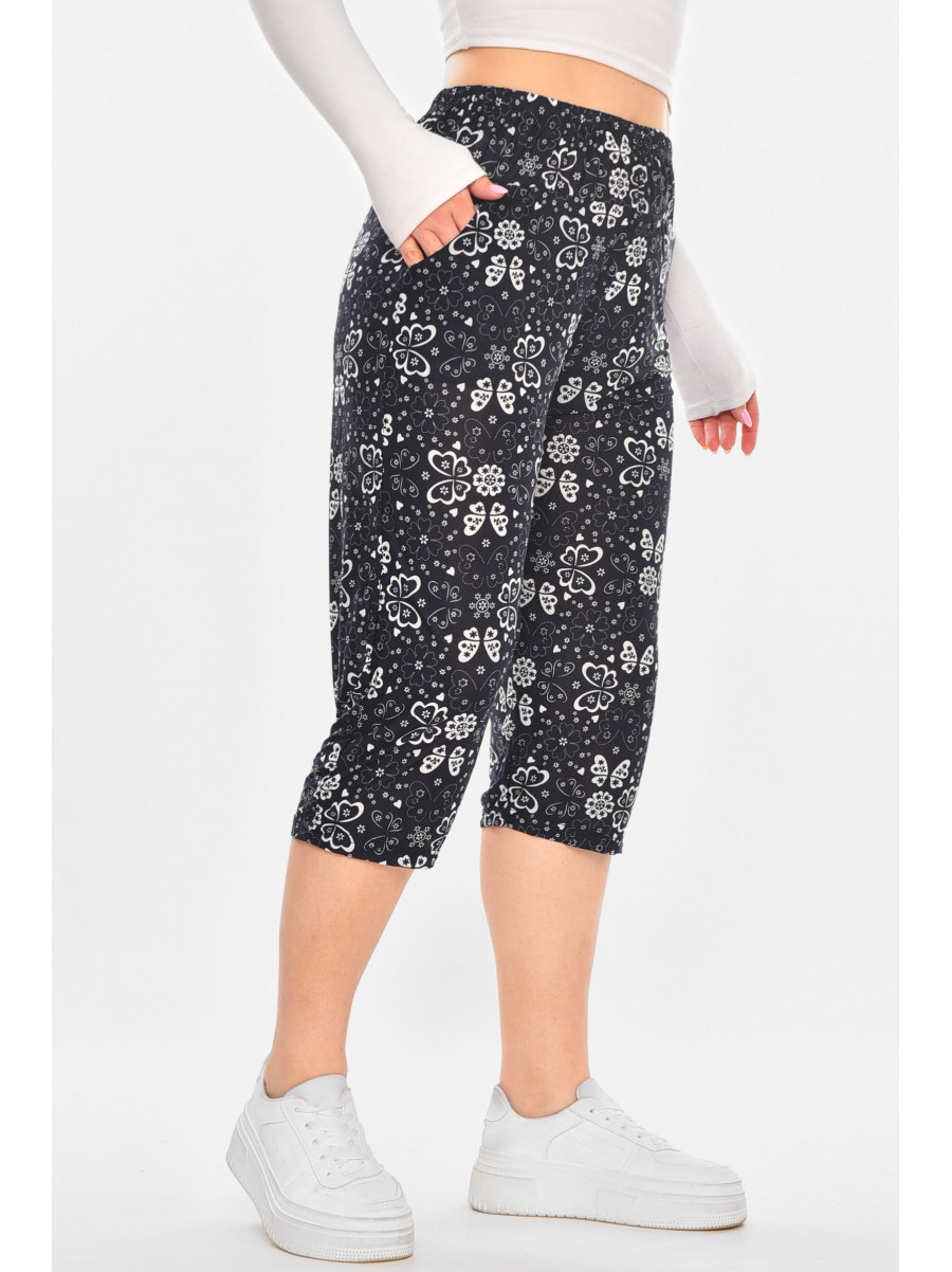 Бриджи женские тёмно-синего цвета с принтом А705-1 211484C