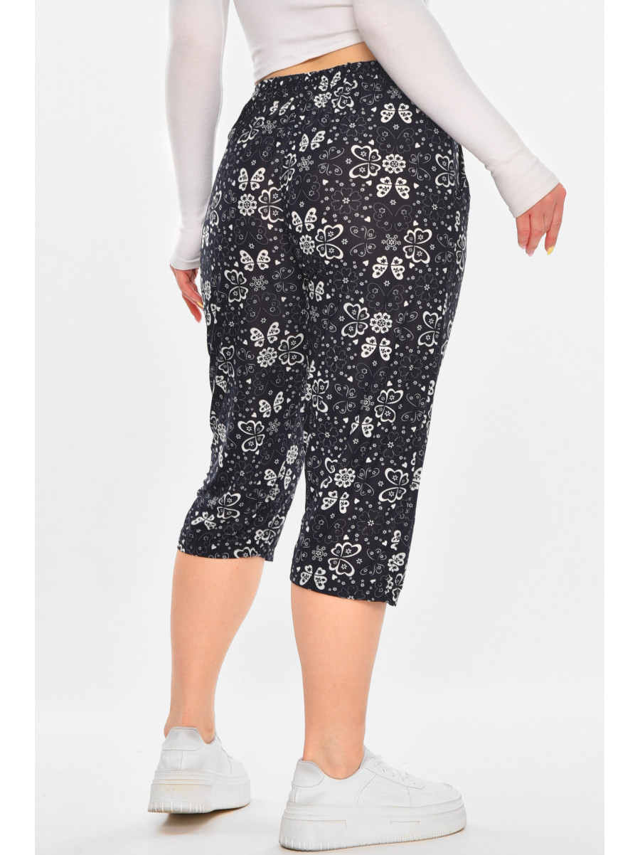 Бриджи женские тёмно-синего цвета с принтом А705-1 211484C