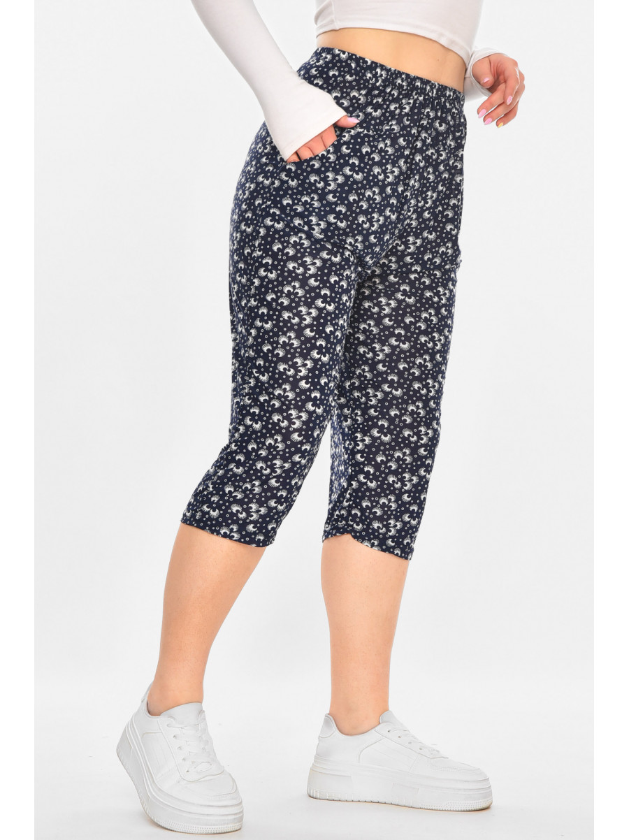 Бриджи женские тёмно-синего цвета с принтом А705-1 211487C