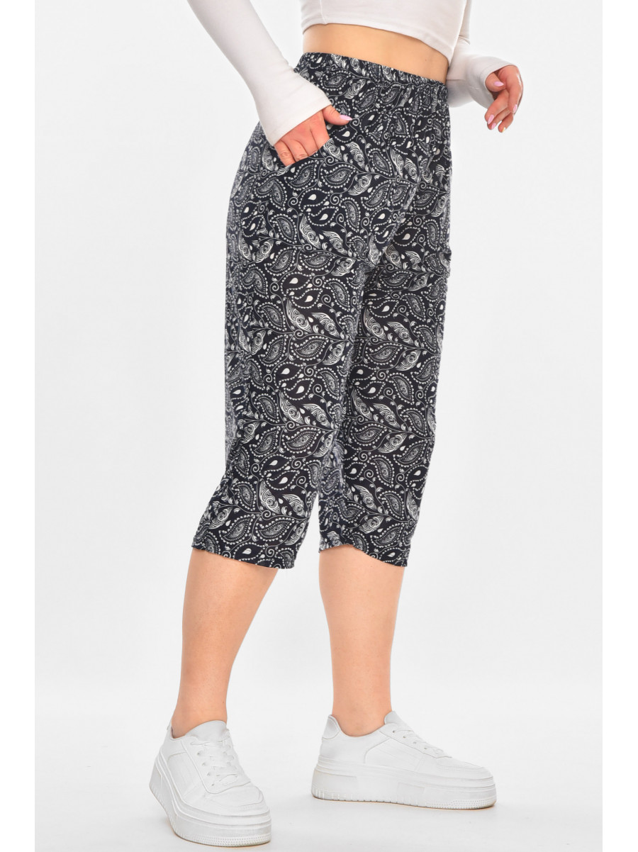 Бриджи женские тёмно-синего цвета с принтом А705-1 211489C