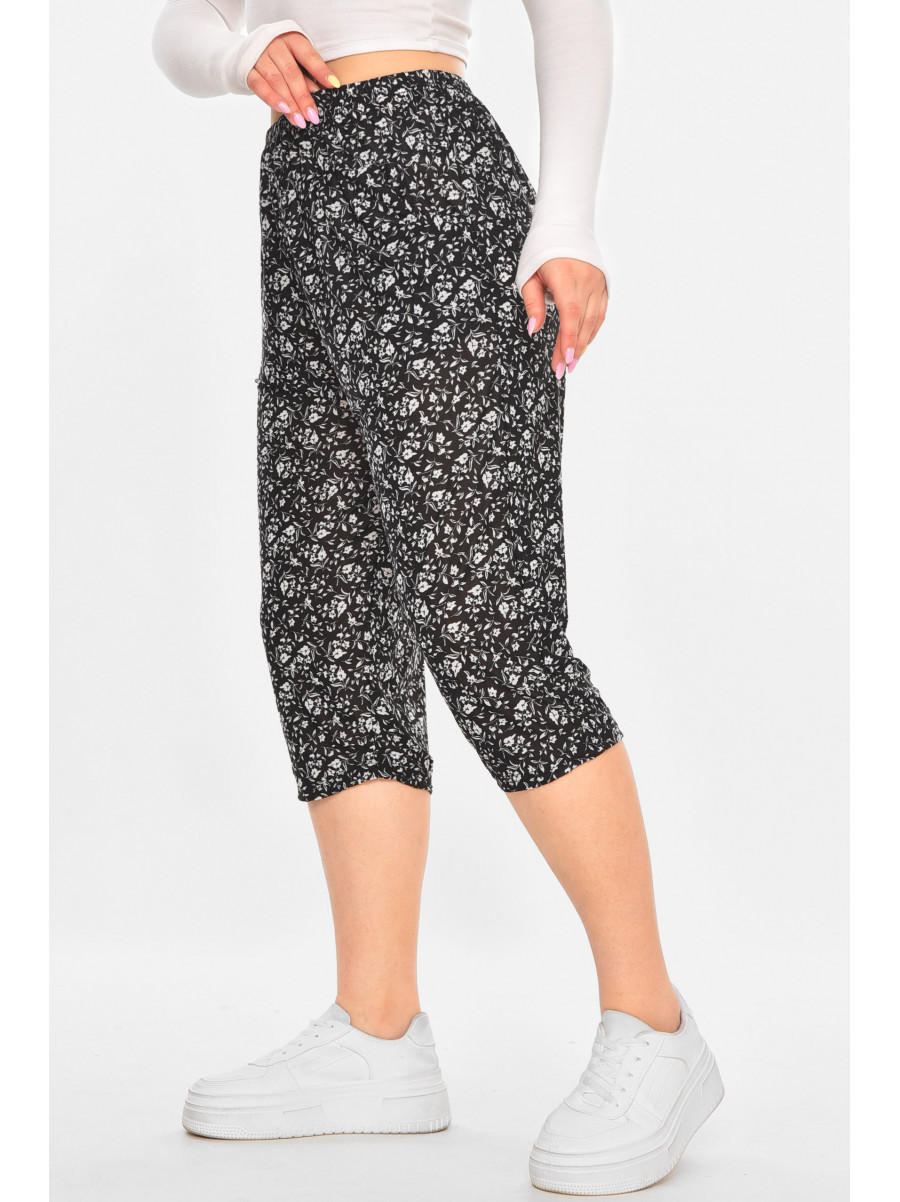 Бриджи женские черного цвета с принтом А705-1 211492C