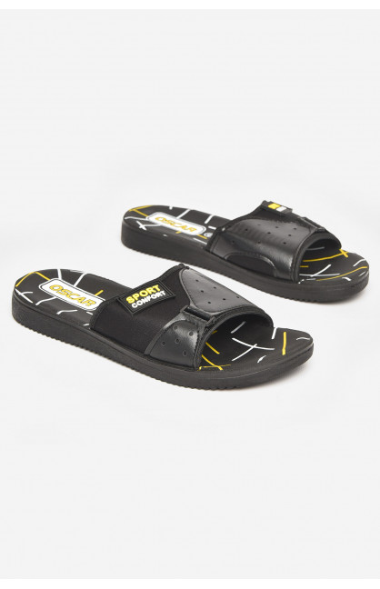 Шлепки мужские черно-желтого цвета s-25 211788C Шлепки мужские черно-желтого цвета s-25 211788C