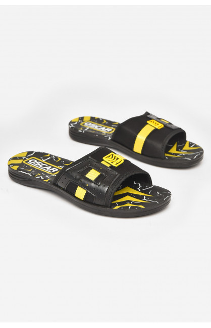 Шлепки мужские черно-желтого цвета 58/14 211789C Шлепки мужские черно-желтого цвета 58/14 211789C