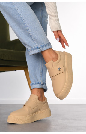 Кросівки жіночі бежевого кольору на ліпучці 2023-21-3 211810C