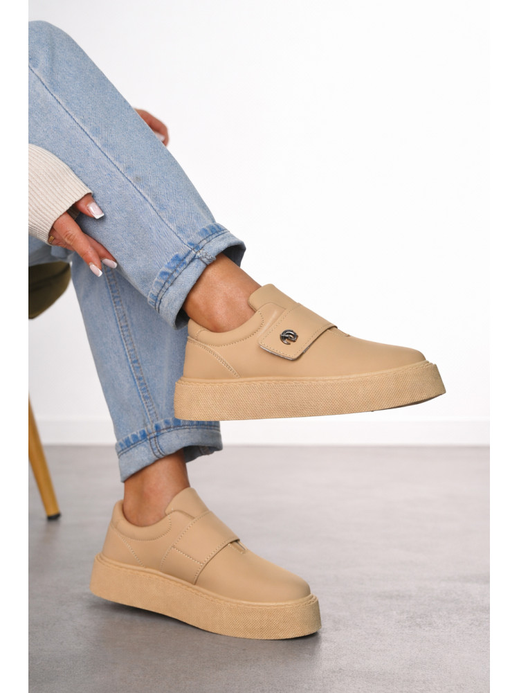 Кроссовки женские бежевого цвета на липучке 2023-21-3 211810C