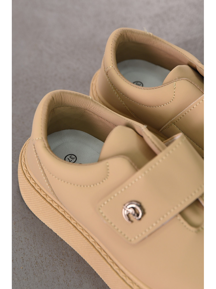 Кроссовки женские бежевого цвета на липучке 2023-21-3 211810C