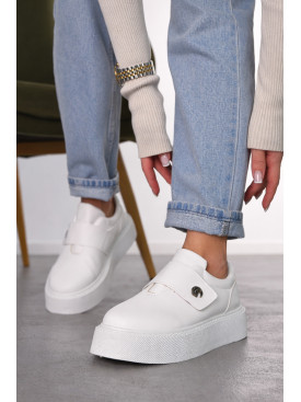 Кросівки жіночі білого кольору на ліпучці 2023-21-2 211817C