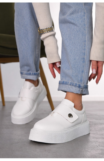 Кроссовки женские белого цвета на липучке 2023-21-2 211817C