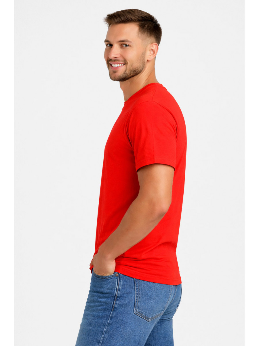 Футболка чоловіча напівбатальна однотонна червоного кольору 5190 211935C