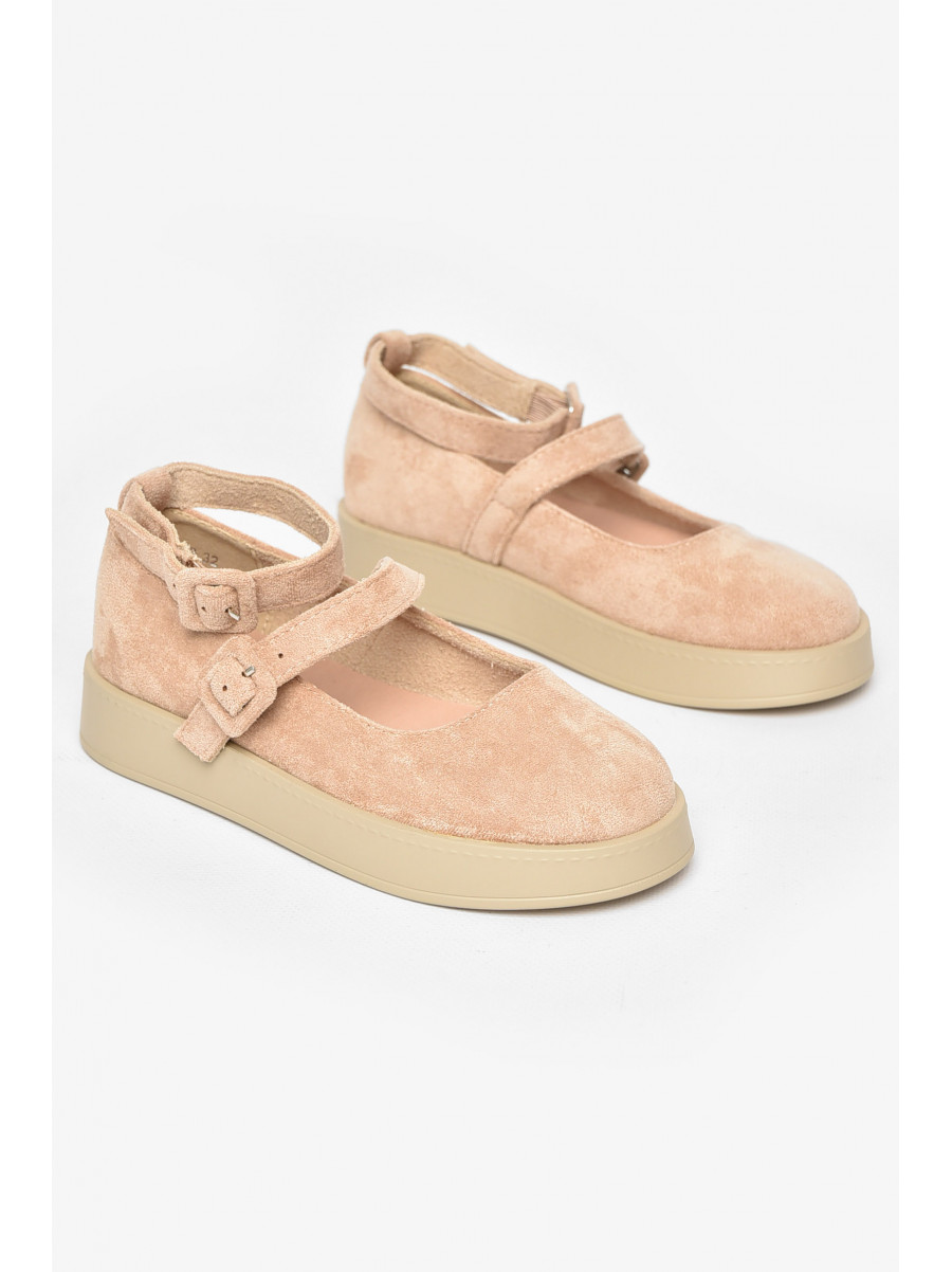Туфли-лоферы детские для девочки бежевого цвета EX398-2 211936C
