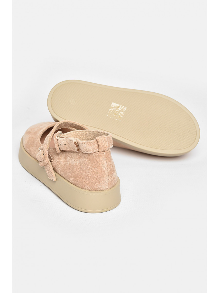 Туфли-лоферы детские для девочки бежевого цвета EX398-2 211936C