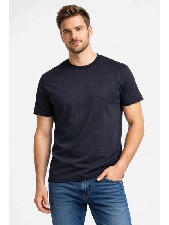 Футболка чоловіча напівбатальна однотонна чорного кольору 5190 211937C