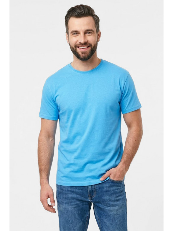Футболка чоловіча напівбатальна однотонна блакитного кольору 5190 211940C