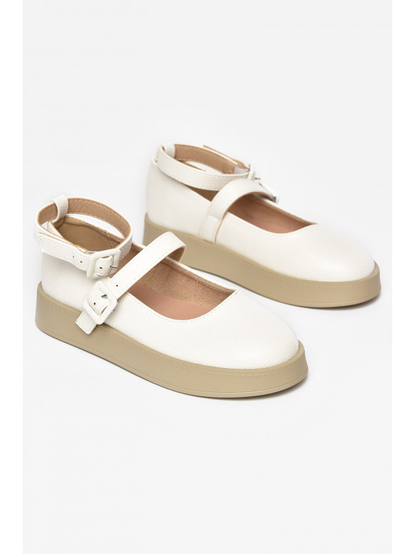 Туфли-лоферы детские для девочки белого цвета EX398-6 211942C