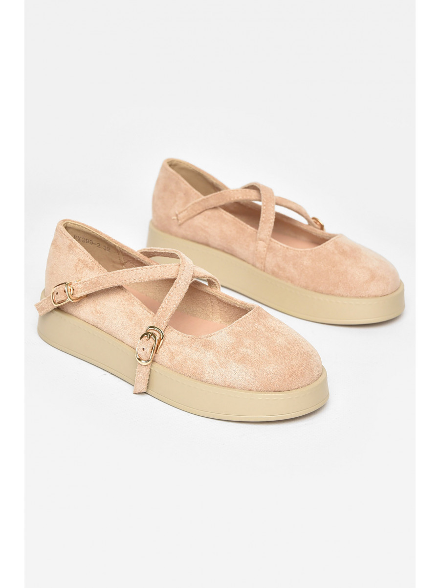 Туфли-лоферы детские для девочки бежевого цвета EX399-2 211943C