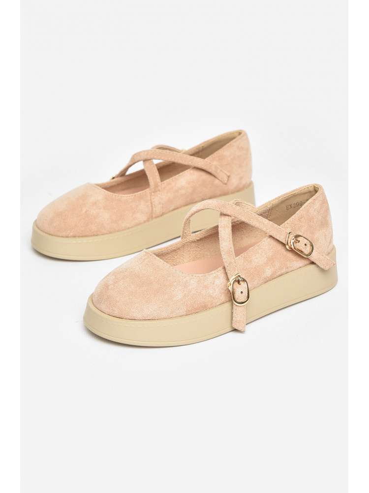 Туфли-лоферы детские для девочки бежевого цвета EX399-2 211943C