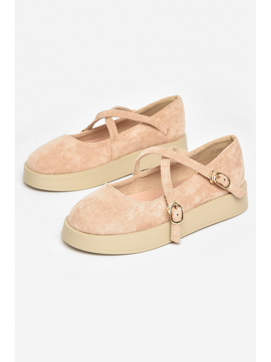 Туфли-лоферы детские для девочки бежевого цвета EX399-2 211943C