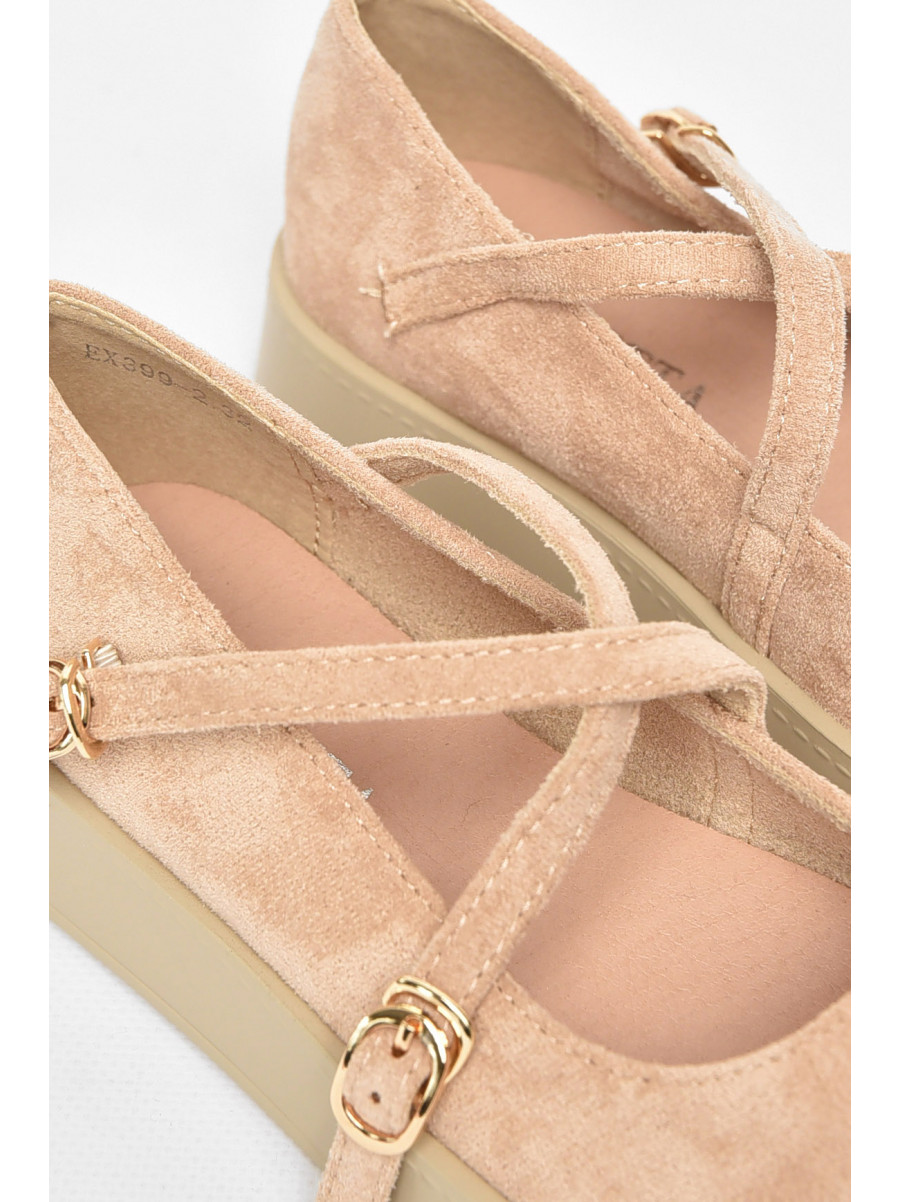 Туфли-лоферы детские для девочки бежевого цвета EX399-2 211943C