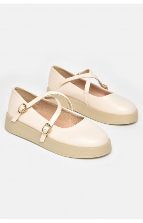 Туфли-лоферы детские для девочки светло-бежевого цвета EX399-5 211944C