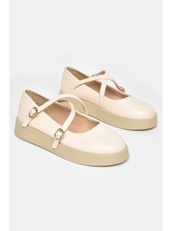 Туфли-лоферы детские для девочки светло-бежевого цвета EX399-5 211944C