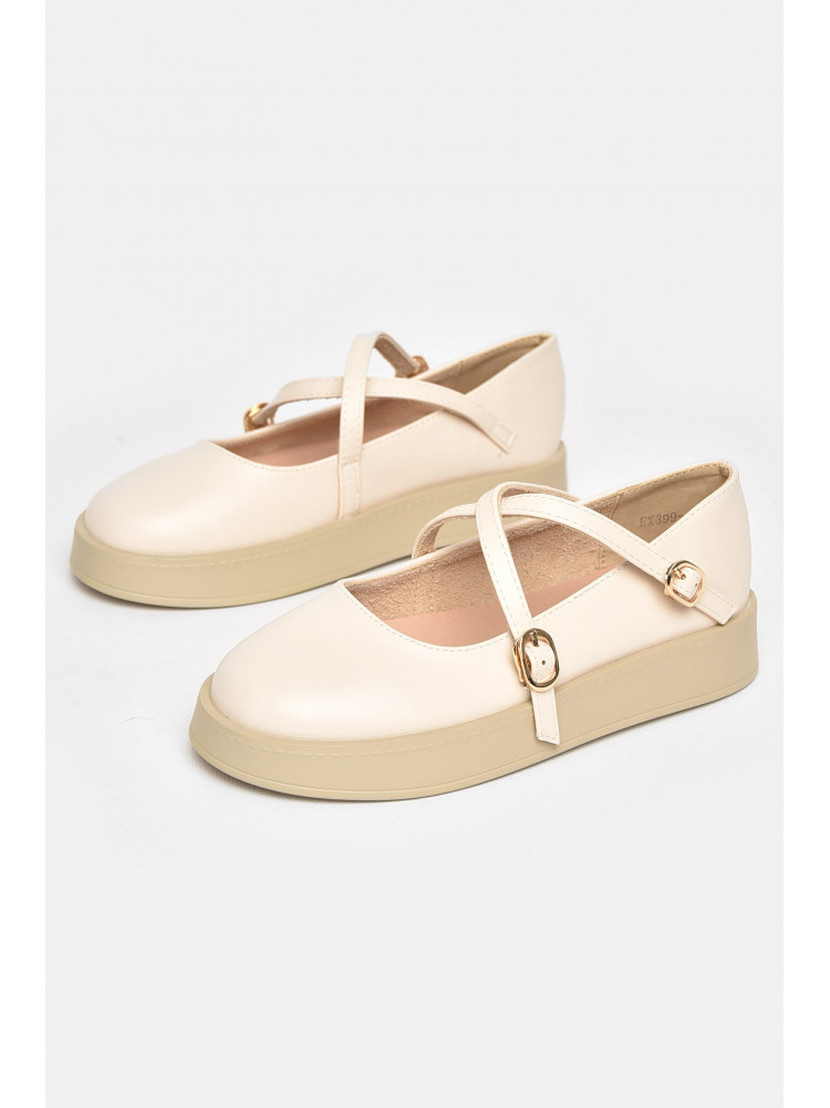 Туфли-лоферы детские для девочки светло-бежевого цвета EX399-5 211944C