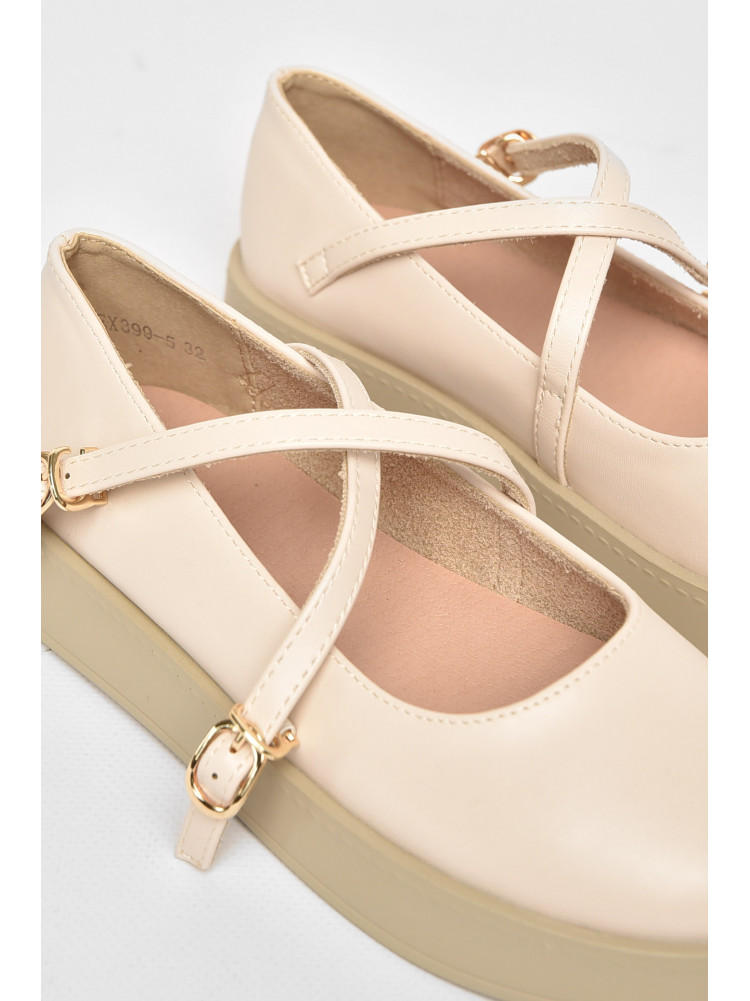 Туфли-лоферы детские для девочки светло-бежевого цвета EX399-5 211944C