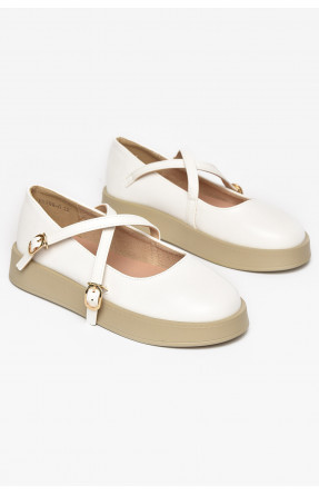 Туфли-лоферы детские для девочки белого цвета EX399-6 211945C