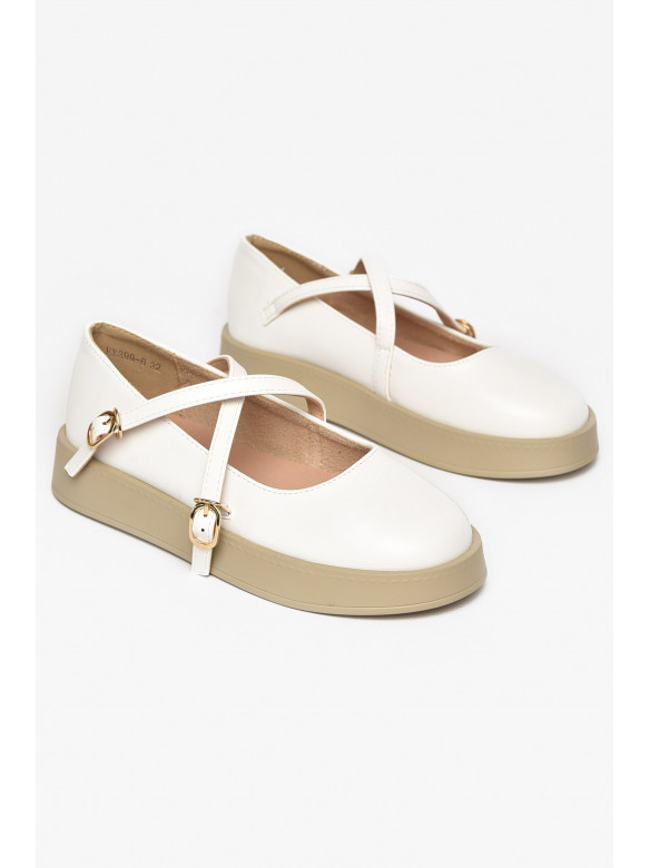 Туфли-лоферы детские для девочки белого цвета EX399-6 211945C
