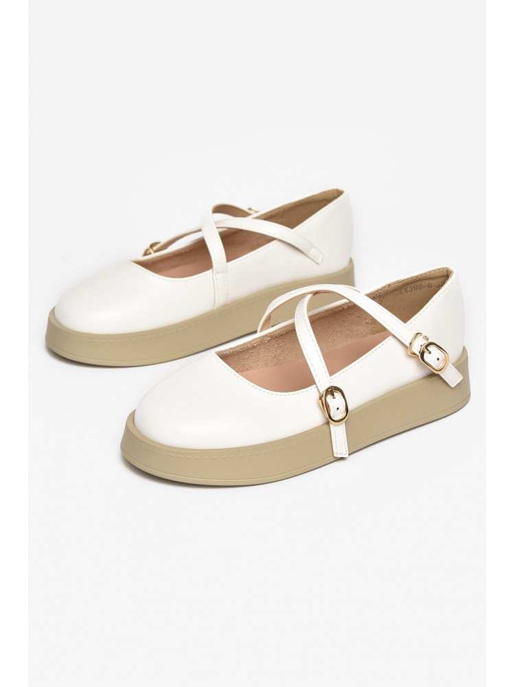 Туфли-лоферы детские для девочки белого цвета EX399-6 211945C