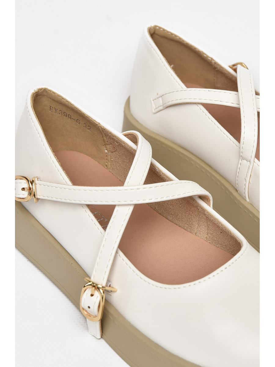 Туфли-лоферы детские для девочки белого цвета EX399-6 211945C
