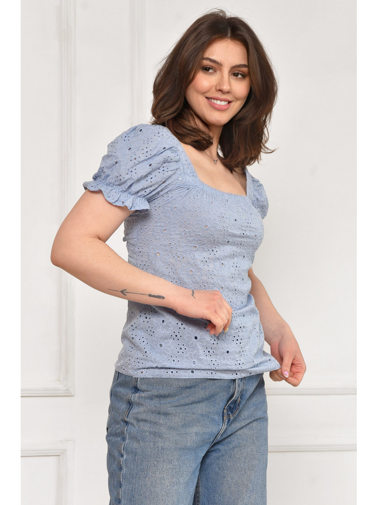 Блуза женская однотонная голубого цвета 6087 211948C