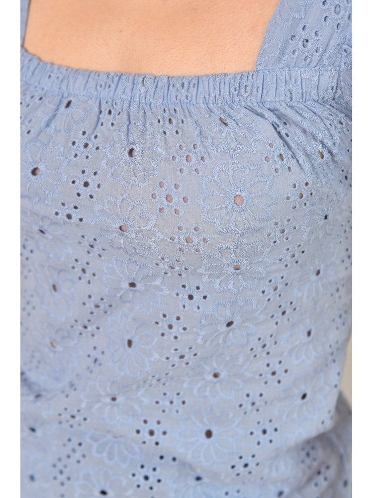 Блуза женская однотонная голубого цвета 6087 211948C