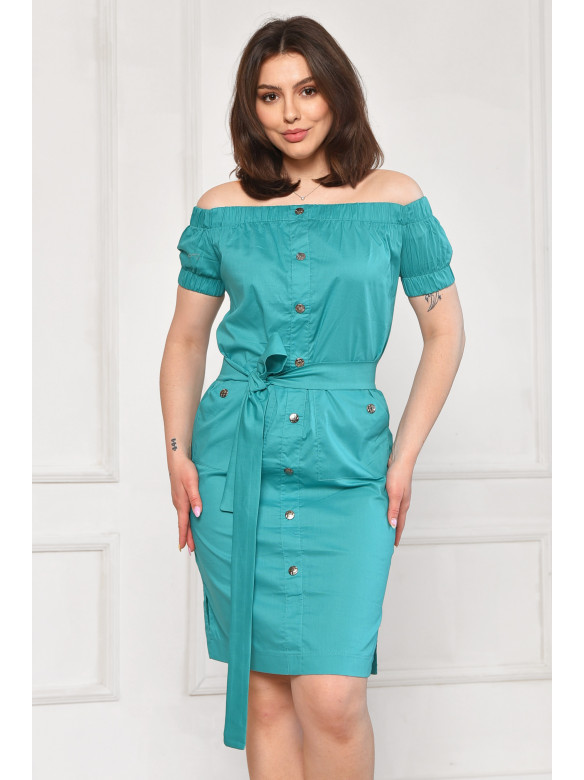 Платье женское однотонное зеленого цвета 6025 211956C