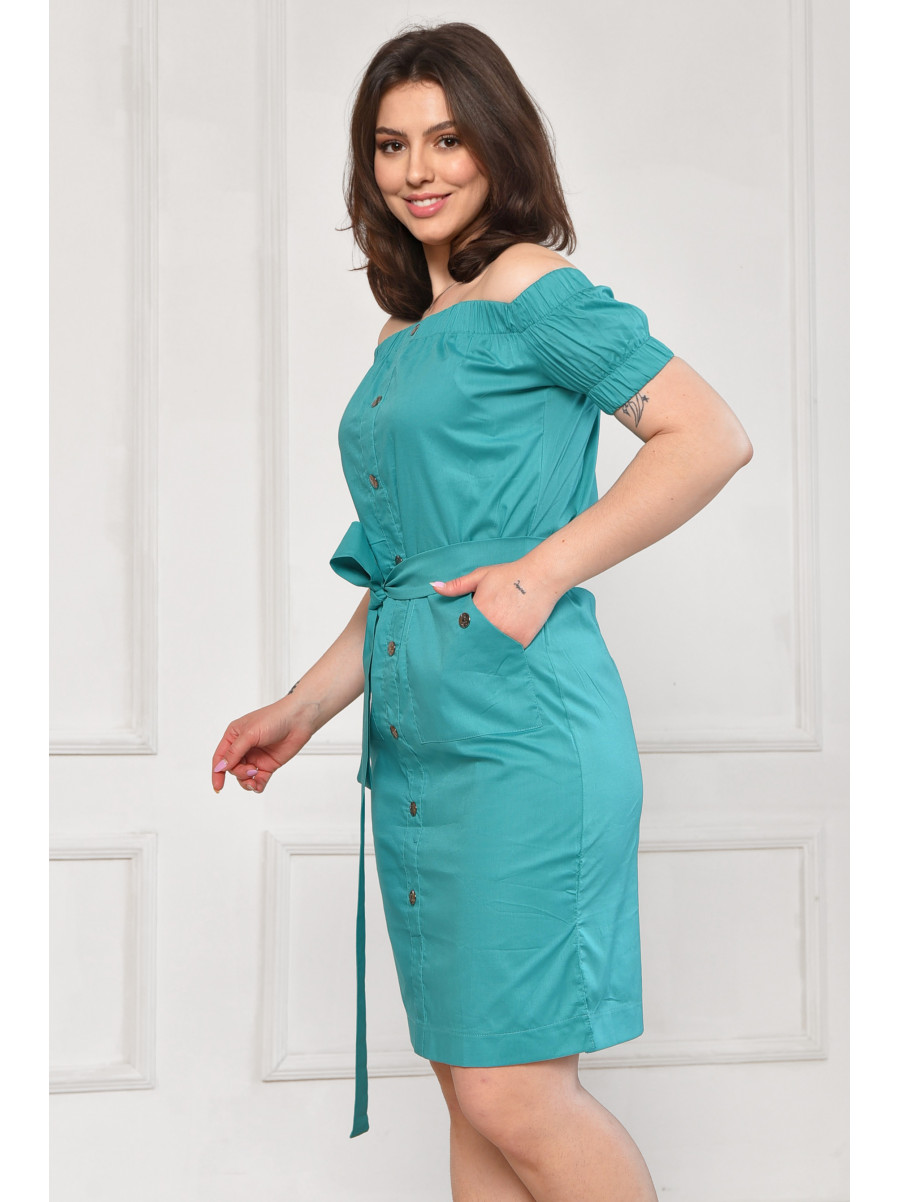Платье женское однотонное зеленого цвета 6025 211956C