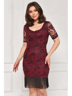 Платье женское бордового цвета с пайетками 6012 211957C Платье женское бордового цвета с пайетками 6012 211957C