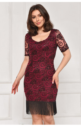 Платье женское бордового цвета с пайетками 6012 211957C