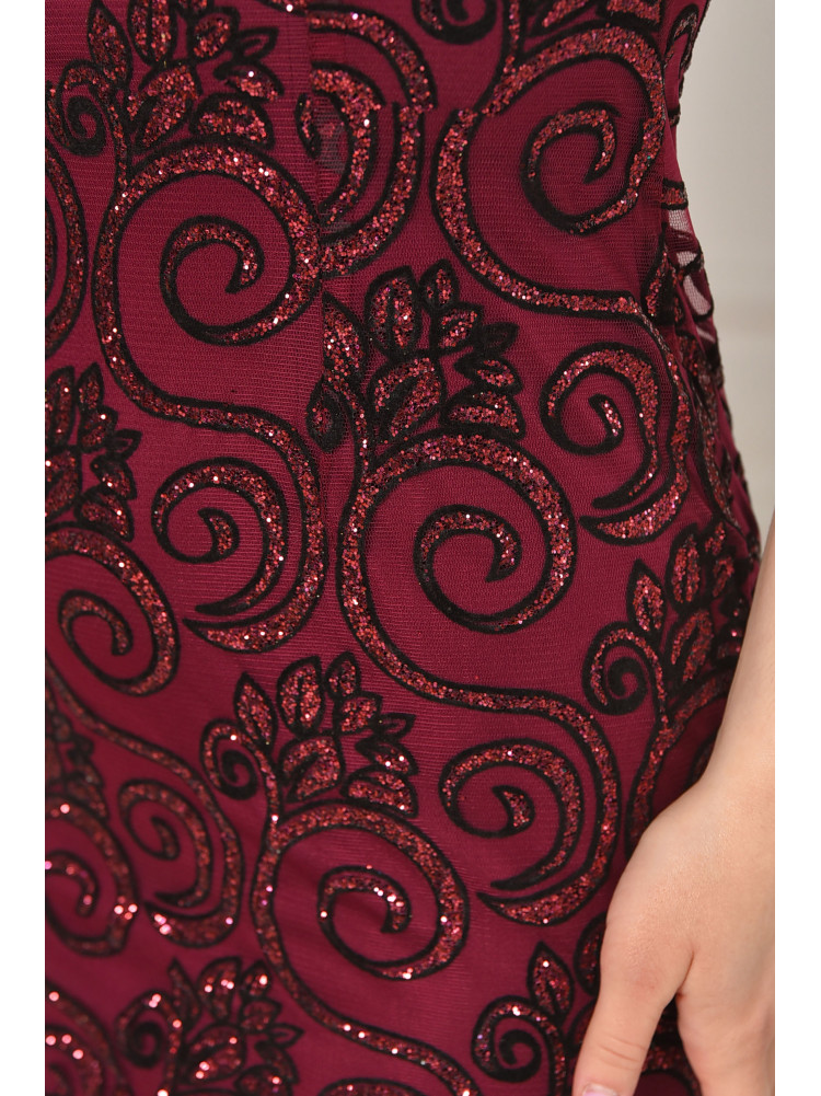 Платье женское бордового цвета с пайетками 6012 211957C