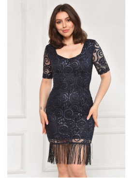 Платье женское тёмно-синего цвета с пайетками 6012 211958C
