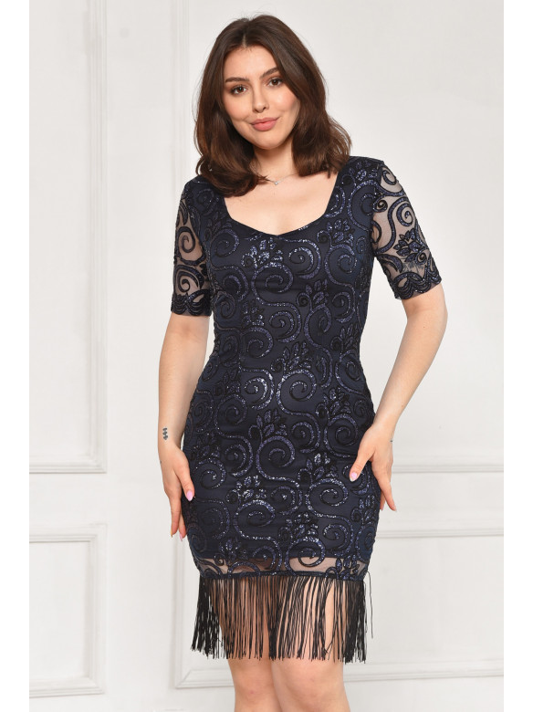 Платье женское тёмно-синего цвета с пайетками 6012 211958C