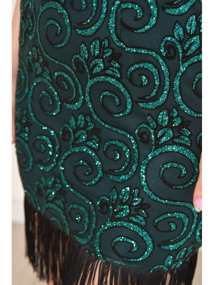 Платье женское зелёного цвета с пайетками 6012 211959C
