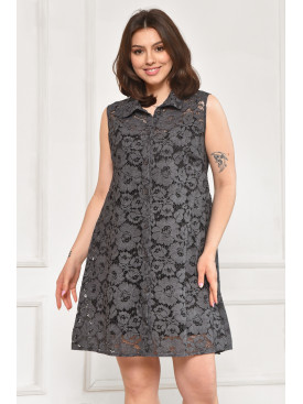 Платье женское однотонное тёмно-серого цвета 6089 211967C Платье женское однотонное тёмно-серого цвета 6089 211967C