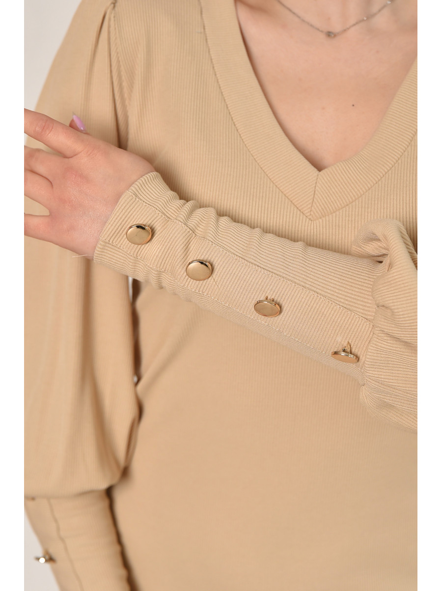 Платье женское однотонное бежевого цвета 6098 211970C