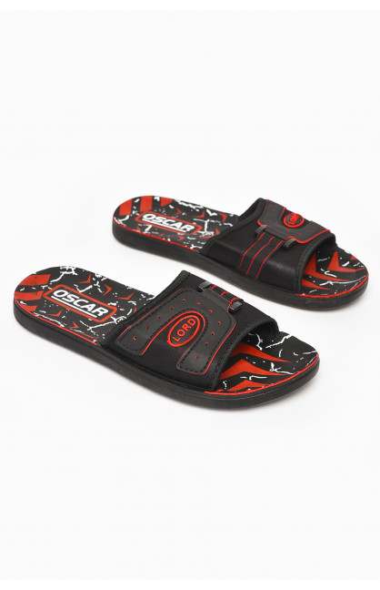 Шлепки мужские черно-красного цвета s-23 211972C
