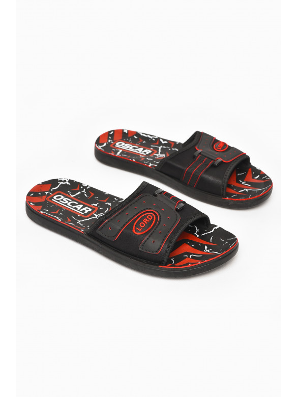 Шлепки мужские черно-красного цвета s-23 211972C