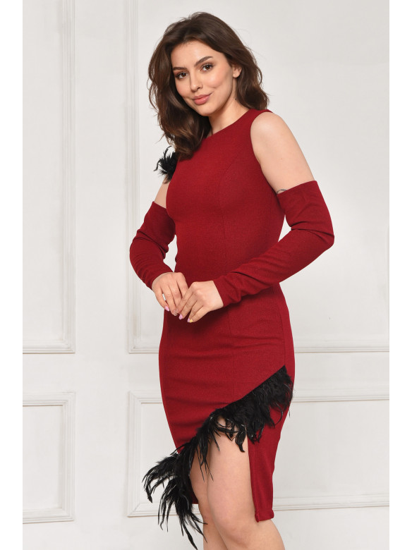 Платье женское однотонное бордового цвета 6040 211977C