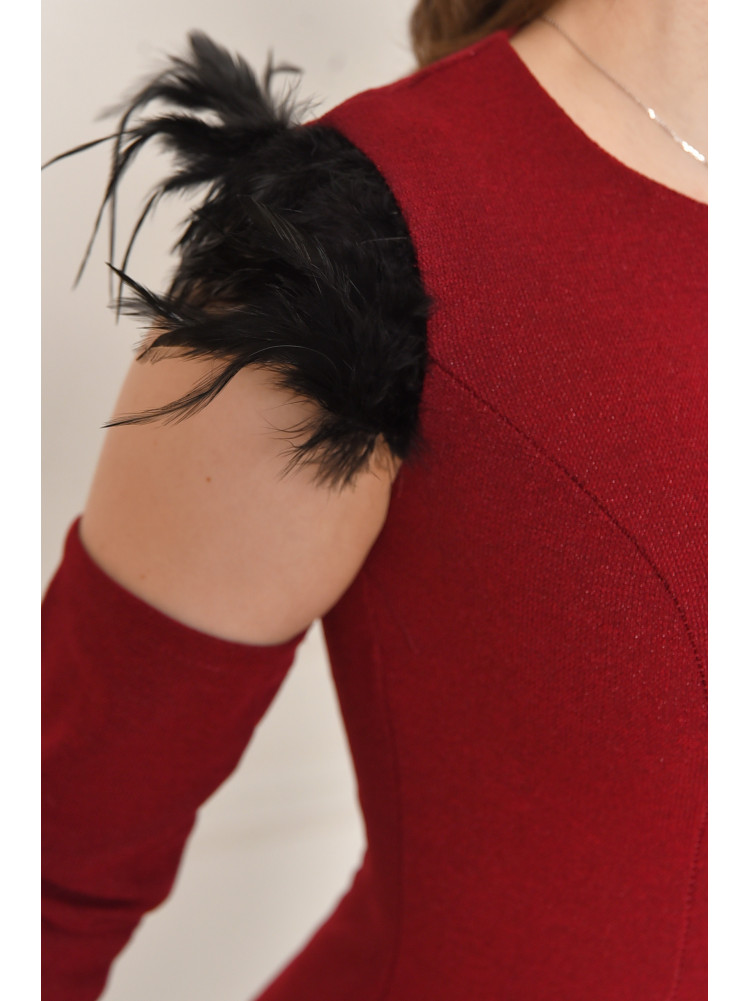 Платье женское однотонное бордового цвета 6040 211977C